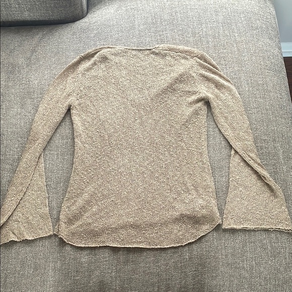 Zara Knit Women Size M Beige V-Neck Sweater - Picture 3 of 3